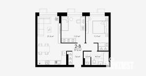 2-к квартира, вторичка, 58м2, 2/23 этаж