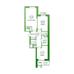 2-к квартира, вторичка, 65м2, 6/16 этаж
