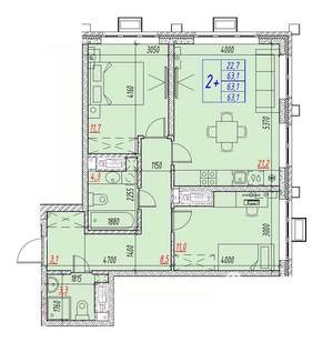3-к квартира, вторичка, 63м2, 25/25 этаж