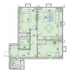 3-к квартира, вторичка, 63м2, 20/25 этаж