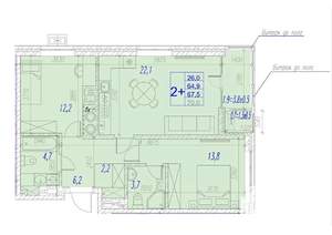2-к квартира, вторичка, 68м2, 11/17 этаж