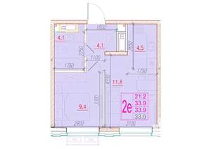 2-к квартира, вторичка, 34м2, 22/24 этаж