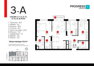 3-к квартира, вторичка, 71м2, 10/24 этаж