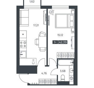 1-к квартира, вторичка, 42м2, 9/16 этаж
