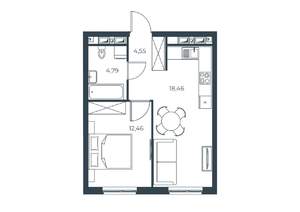 1-к квартира, вторичка, 40м2, 21/30 этаж