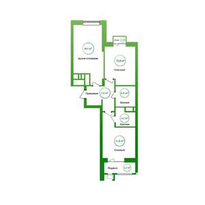 2-к квартира, строящийся дом, 67м2, 10/16 этаж