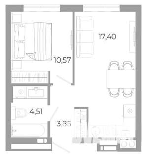 1-к квартира, вторичка, 36м2, 25/25 этаж
