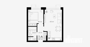 1-к квартира, вторичка, 43м2, 2/23 этаж