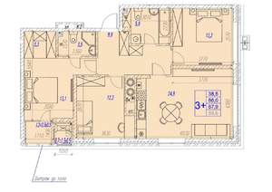 3-к квартира, вторичка, 88м2, 1/17 этаж