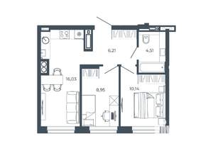2-к квартира, вторичка, 46м2, 19/26 этаж