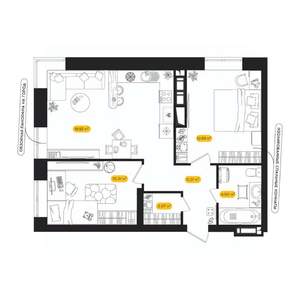 2-к квартира, вторичка, 55м2, 3/24 этаж