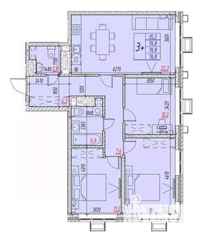 4-к квартира, вторичка, 77м2, 23/25 этаж