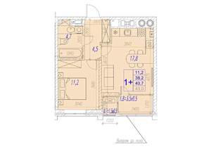 1-к квартира, вторичка, 41м2, 13/17 этаж
