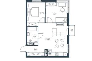 2-к квартира, вторичка, 64м2, 9/30 этаж