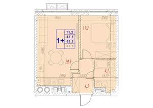 1-к квартира, вторичка, 41м2, 17/17 этаж