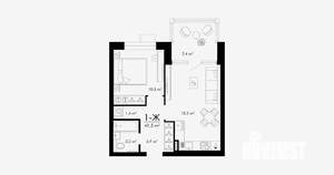 1-к квартира, вторичка, 42м2, 1/24 этаж