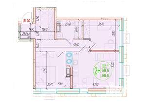 2-к квартира, вторичка, 59м2, 9/25 этаж