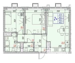 3-к квартира, вторичка, 60м2, 23/25 этаж