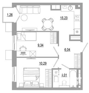 2-к квартира, вторичка, 46м2, 7/18 этаж
