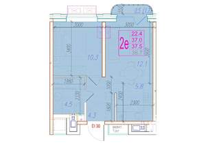 2-к квартира, вторичка, 38м2, 9/24 этаж