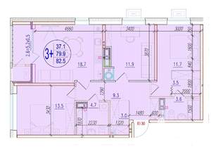 3-к квартира, вторичка, 83м2, 14/18 этаж