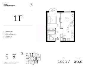1-к квартира, вторичка, 37м2, 16/25 этаж