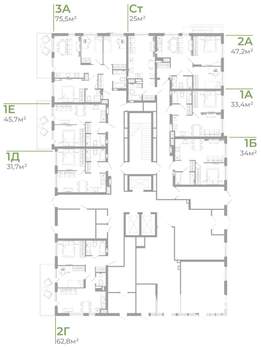 1-к квартира, вторичка, 46м2, 1/25 этаж
