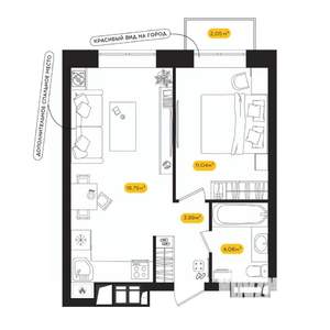 1-к квартира, вторичка, 38м2, 4/24 этаж