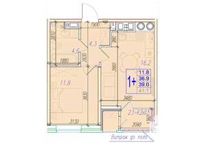 1-к квартира, вторичка, 39м2, 17/18 этаж