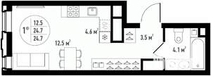 1-к квартира, вторичка, 25м2, 11/24 этаж