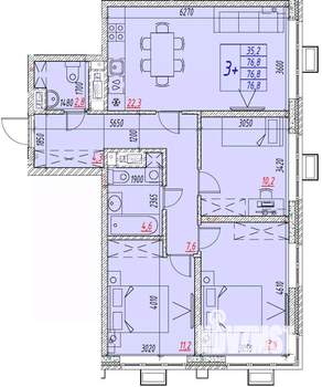 4-к квартира, вторичка, 77м2, 15/25 этаж