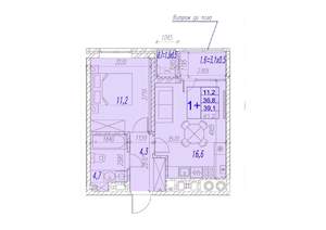 1-к квартира, вторичка, 39м2, 2/17 этаж