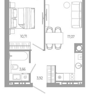 1-к квартира, вторичка, 35м2, 7/18 этаж