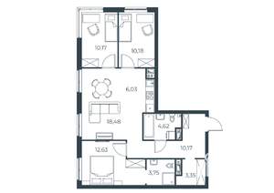 3-к квартира, строящийся дом, 79м2, 6/30 этаж