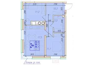 2-к квартира, вторичка, 55м2, 1/18 этаж