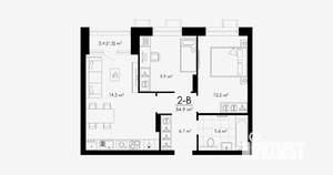 2-к квартира, вторичка, 55м2, 2/23 этаж