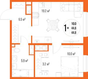 1-к квартира, вторичка, 45м2, 4/18 этаж