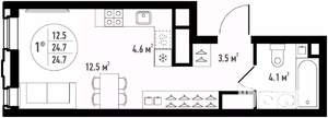 1-к квартира, вторичка, 25м2, 14/24 этаж