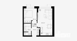 1-к квартира, вторичка, 43м2, 13/23 этаж