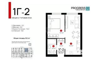1-к квартира, вторичка, 32м2, 7/24 этаж