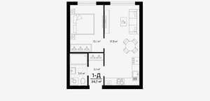 1-к квартира, вторичка, 35м2, 8/9 этаж
