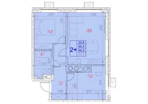 2-к квартира, вторичка, 54м2, 3/17 этаж