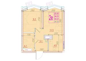 2-к квартира, вторичка, 35м2, 15/24 этаж