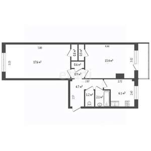2-к квартира, вторичка, 48м2, 2/5 этаж