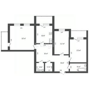 3-к квартира, вторичка, 78м2, 2/14 этаж