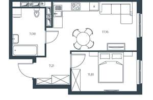 1-к квартира, вторичка, 43м2, 21/30 этаж