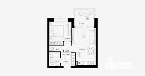1-к квартира, вторичка, 42м2, 1/24 этаж