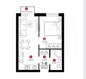 1-к квартира, вторичка, 33м2, 5/24 этаж