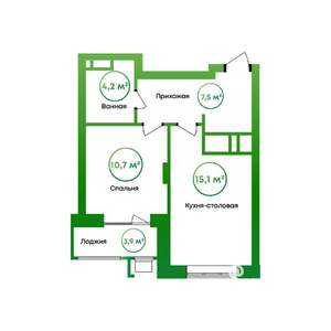 1-к квартира, вторичка, 41м2, 5/16 этаж