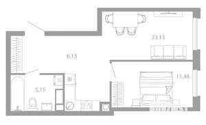 1-к квартира, вторичка, 46м2, 12/26 этаж